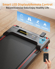 Under Desk Incline Walking Pad Treadmill 330lbs Capacity, 2.5HP