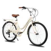 26 inch 7 Speed Beach Cruiser Bike for Men and Women with Rear Rack