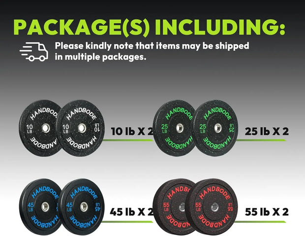 High Bounce Bumper Weight Plate Set for Home Gym, Colored Rubber Weights