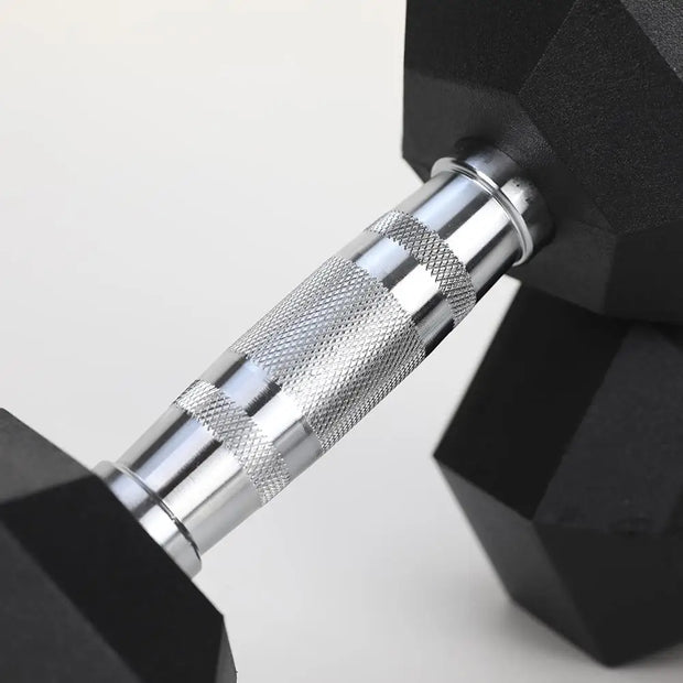 2 8 LB  Rubber Coated Solid Cast Iron Dumbbells, Hexagon Design for Comfort