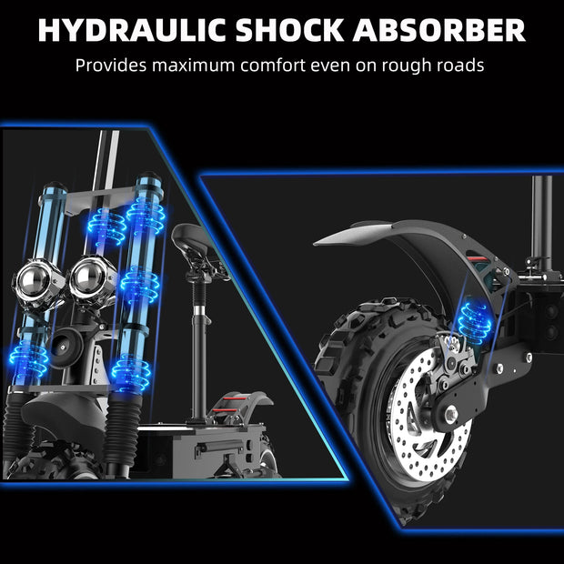 48-72V Hydraulic / Spring Suspension Foldable E-Scooter with Seat For Adults