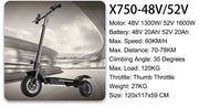 10/11 Inch 48V-72V 1000W-6000W  Off Road Electric Kick Scooter Foldable Adult 50-85km/h