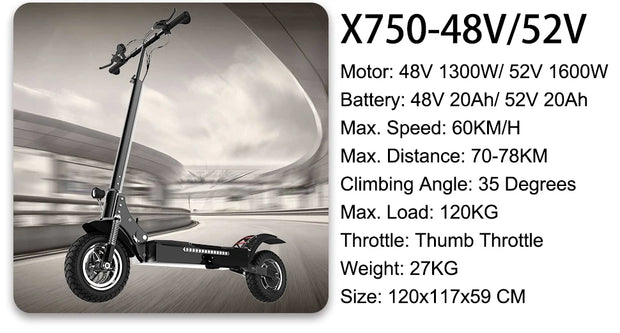 10/11 Inch 48V-72V 1000W-6000W  Off Road Electric Kick Scooter Foldable Adult 50-85km/h