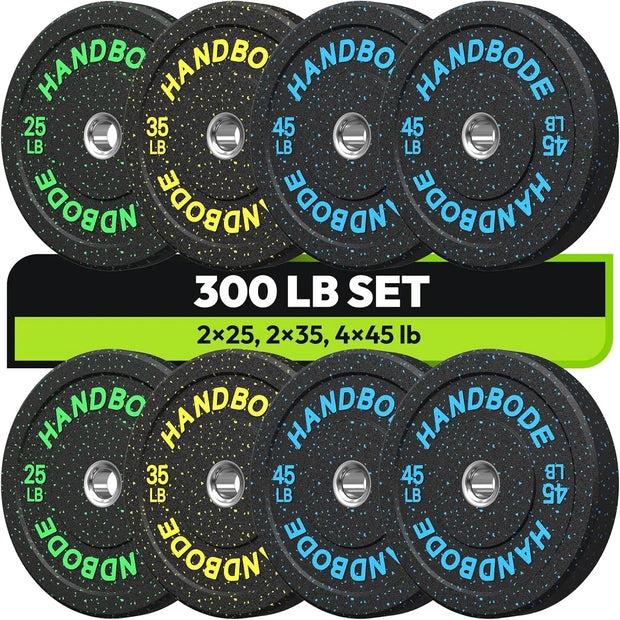 High Bounce Bumper Weight Plate Set for Home Gym, Colored Rubber Weights