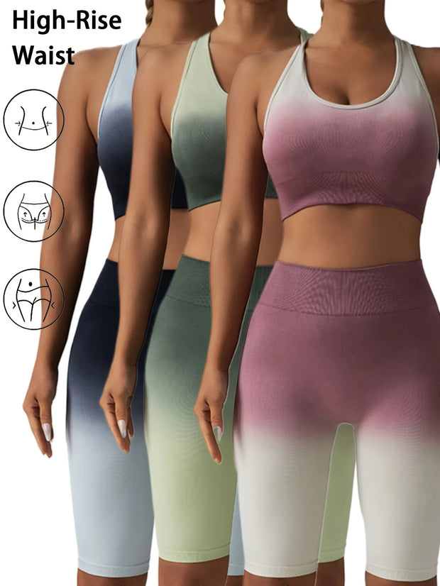 3 Pack Women's Yoga Fitness Tummy Control Workout Sets