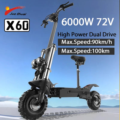 48-72V Hydraulic / Spring Suspension Foldable E-Scooter with Seat For Adults