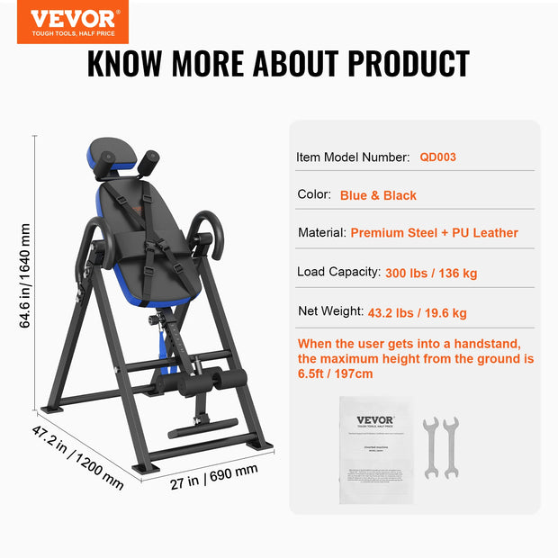 Heavy Duty Inversion Table Decompression Back Stretcher Equipment with Headrest