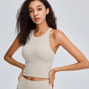 Women Cross Back Wide Strap Push-up Sports Fitness Crop