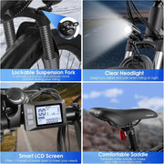 26'' 1000W Electric Mountain Bike with 48V 374.4WH Removable Battery