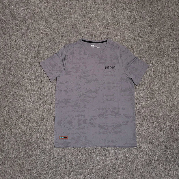 Ice silk stretch track and field short sleeved T-shirt for men loose and breathable, quick drying