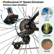 26 and 27.5 Inch Mountain Bike with 21 Speeds, High-Tensile Steel Frame, V Brake for Adult
