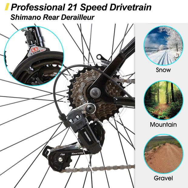 26 and 27.5 Inch Mountain Bike with 21 Speeds, High-Tensile Steel Frame, V Brake for Adult