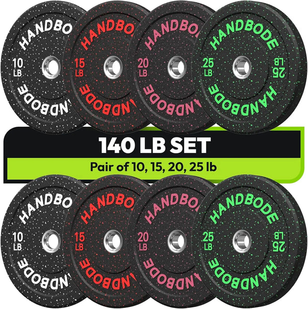 High Bounce Bumper Weight Plate Set for Home Gym, Colored Rubber Weights
