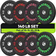 High Bounce Bumper Weight Plate Set for Home Gym, Colored Rubber Weights