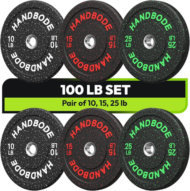 High Bounce Bumper Weight Plate Set for Home Gym, Colored Rubber Weights
