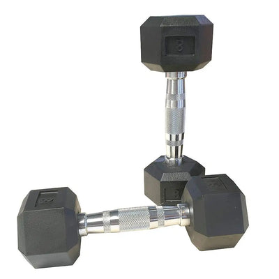 2 8 LB  Rubber Coated Solid Cast Iron Dumbbells, Hexagon Design for Comfort