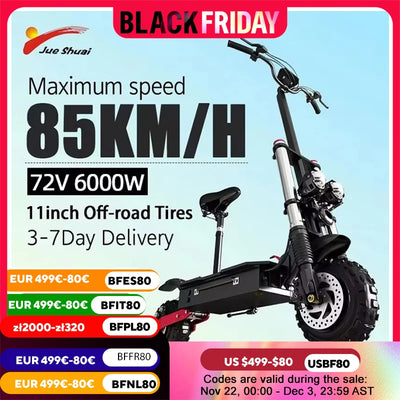 10/11 Inch 48V-72V 1000W-6000W  Off Road Electric Kick Scooter Foldable Adult 50-85km/h