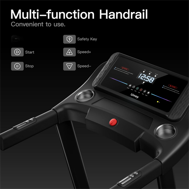 Folding Incline Treadmill with Pulse Sensors, 3.0 HP Quiet Brushless, 300 lbs. Capacity