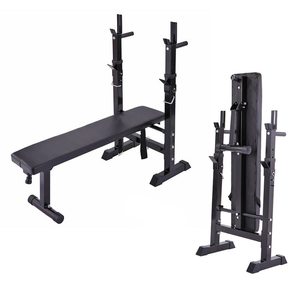Adjustable Folding Multifunctional Workout Bench with Squat Rack