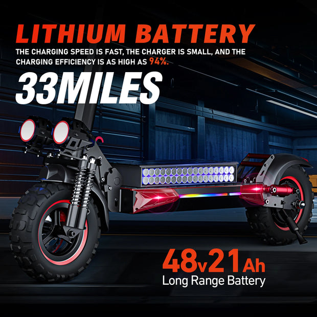 1200W Foldable Electric  Commuter E-scooter with Seat for Adults 11'' Off-road Tires