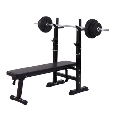 Adjustable Folding Multifunctional Workout Bench with Squat Rack
