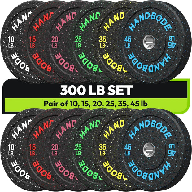 High Bounce Bumper Weight Plate Set for Home Gym, Colored Rubber Weights