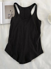 Women's Summer O-neck Sleeveless Solid Color Loose Basic Camisole Fitness Sport Tank Top