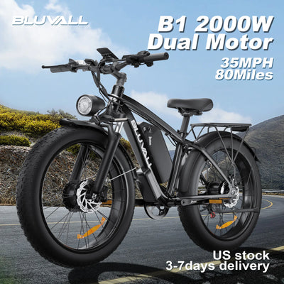 48V 2000W Full Suspension E-Bike CE Certified 26 Inch Fat Tires Hidden Dual Battery