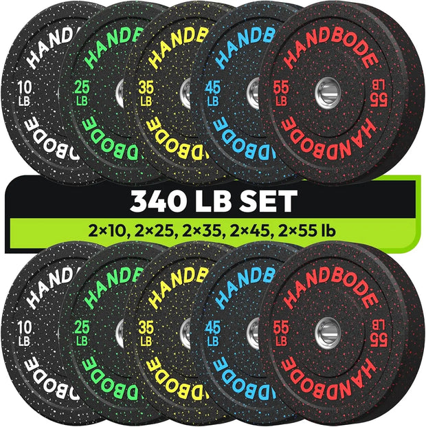 High Bounce Bumper Weight Plate Set for Home Gym, Colored Rubber Weights