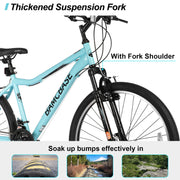 26 Inch Women‘s Mountain Bike, 21 Speeds, Steel Frame with Suspension Fork