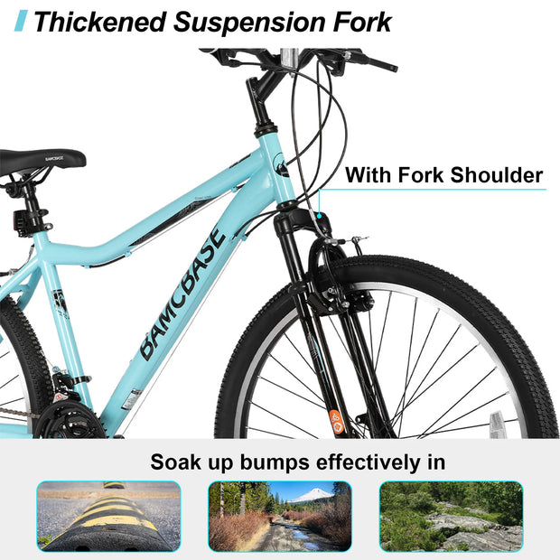 26 Inch Women‘s Mountain Bike, 21 Speeds, Steel Frame with Suspension Fork