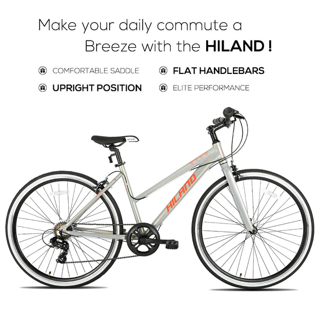 Step-Over or Step-Through Frame Hybrid Urban Commuter Bike, 7 Speeds
