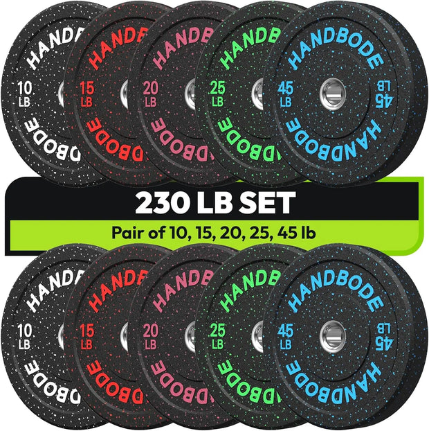 High Bounce Bumper Weight Plate Set for Home Gym, Colored Rubber Weights