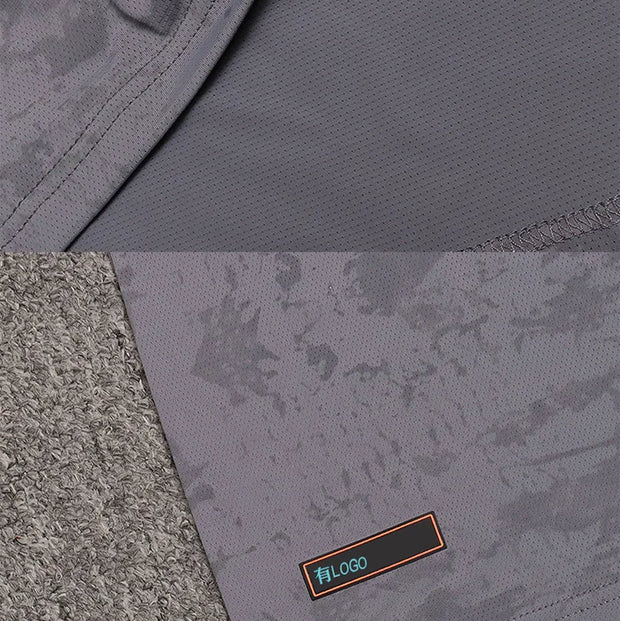 Ice silk stretch track and field short sleeved T-shirt for men loose and breathable, quick drying