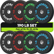High Bounce Bumper Weight Plate Set for Home Gym, Colored Rubber Weights