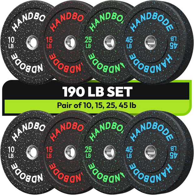 High Bounce Bumper Weight Plate Set for Home Gym, Colored Rubber Weights