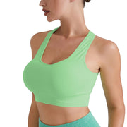 Women Gym Workout Crop Top Yoga Vest Shockproof With Chest Pad