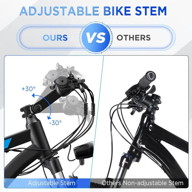 26'' 1000W Electric Mountain Bike with 48V 374.4WH Removable Battery