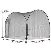 12/22/33/40 FT Heavy Duty Portable Baseball Enclosed Batting Pitching Cage Net with Carry Bag