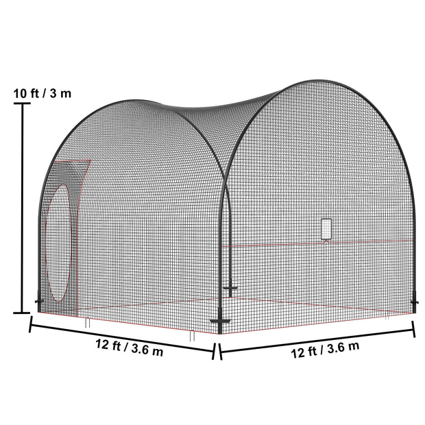 12/22/33/40 FT Heavy Duty Portable Baseball Enclosed Batting Pitching Cage Net with Carry Bag
