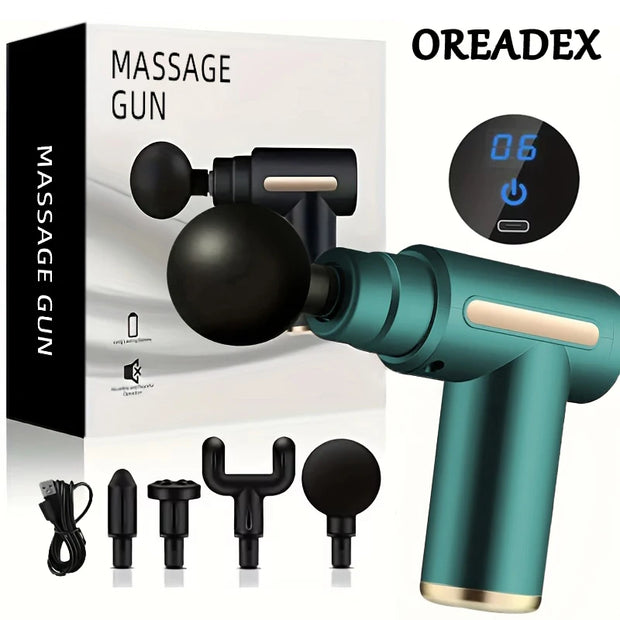 Portable Deep Tissue Massager with LED Touch Screen 4 Replaceable Massage Heads