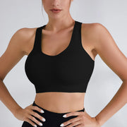 Women Gym Workout Crop Top Yoga Vest Shockproof With Chest Pad