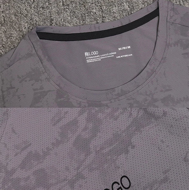 Ice silk stretch track and field short sleeved T-shirt for men loose and breathable, quick drying