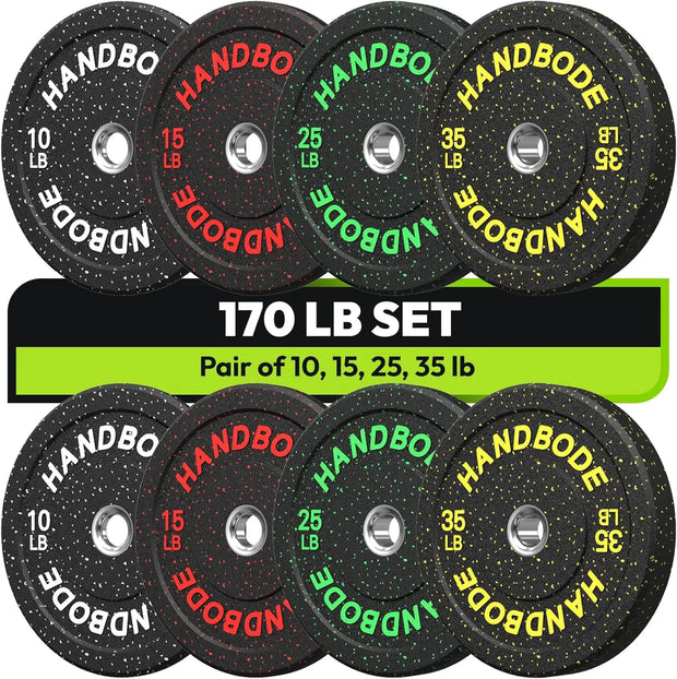 High Bounce Bumper Weight Plate Set for Home Gym, Colored Rubber Weights