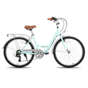 26 inch Complete Beach Cruiser Bicycle for Women, 7 Speed Step-Through Frame with Rear Rack