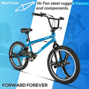 20 Inch BMX Bike for Boys Girls Ages 5-12, 360 Degree Rotor Freestyle, 4 Pegs Single Speed